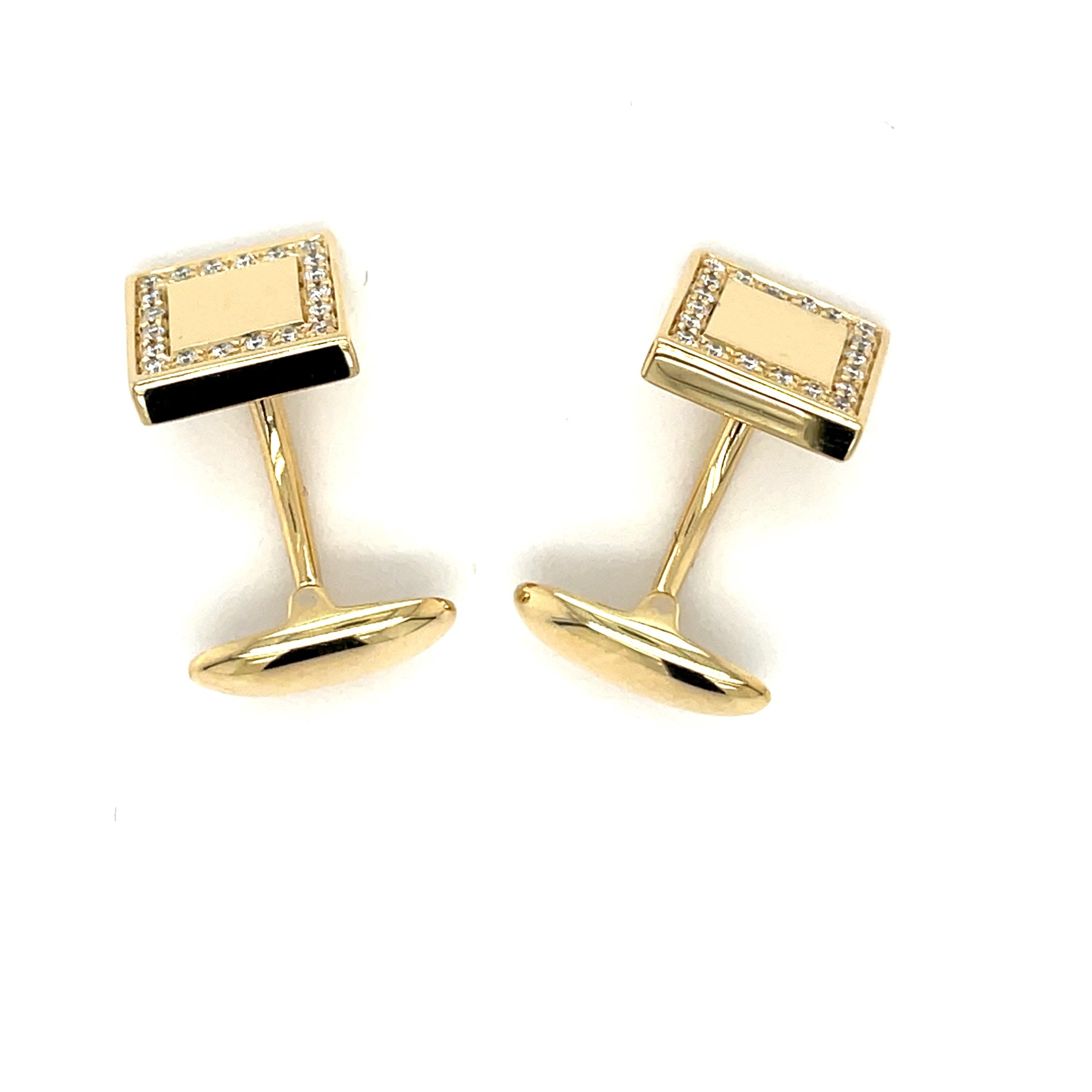 Round Cut Yellow Gold Cufflinks For Sale