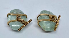 Yellow Gold Cufflinks with Aquamarines Weighing 80+ Carat