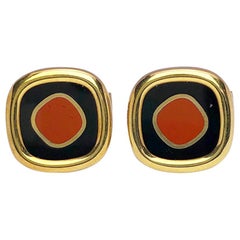 Boutons de manchette en or jaune avec jaspe et onyx noir