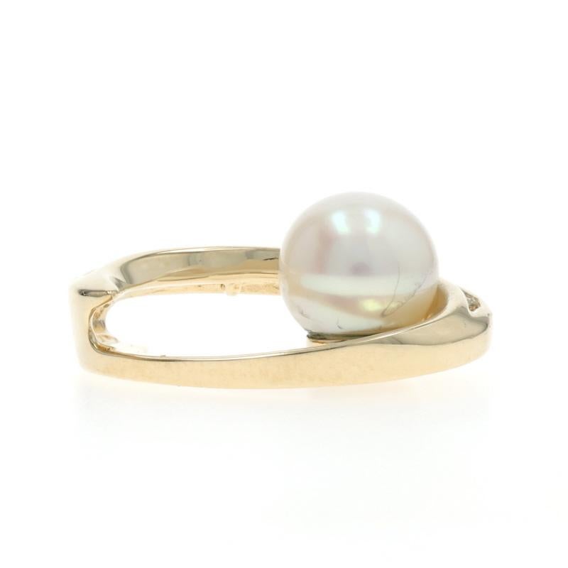 Perle Pendentif en or jaune avec diamant et perle de culture Akoya - 14k .10ctw en vente