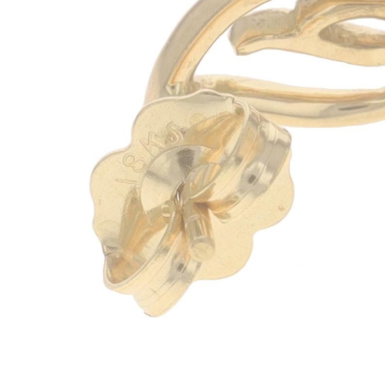 Women's Yellow Gold Cultured Baroque Pearl Diamond Dangle Earrings - 18k Pierced For Sale