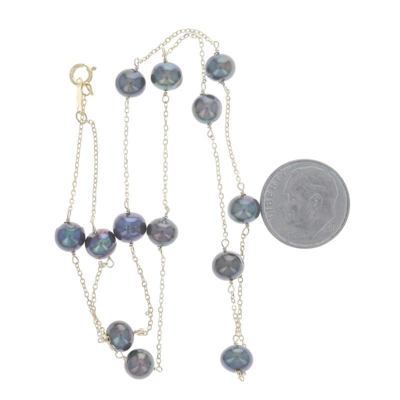 Collana a catena con cavo di perle d'acqua dolce coltivate in oro giallo 18