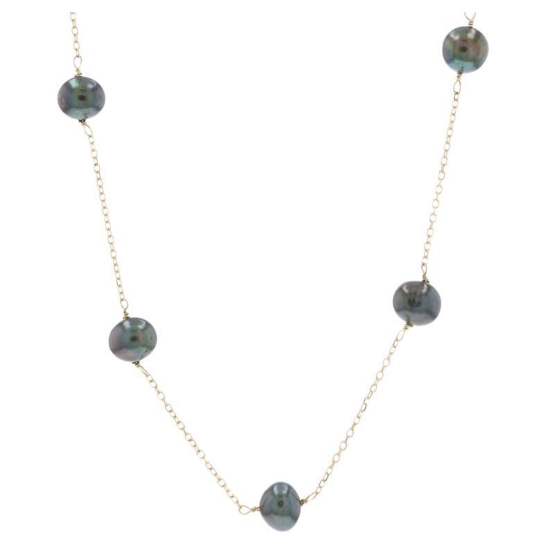 Collana a catena con cavo di perle d'acqua dolce coltivate in oro giallo 18" 14k
