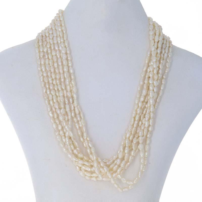 Bead Yellow Gold Cultured Freshwater Pearl Nine-Strand Necklace 17 1/4