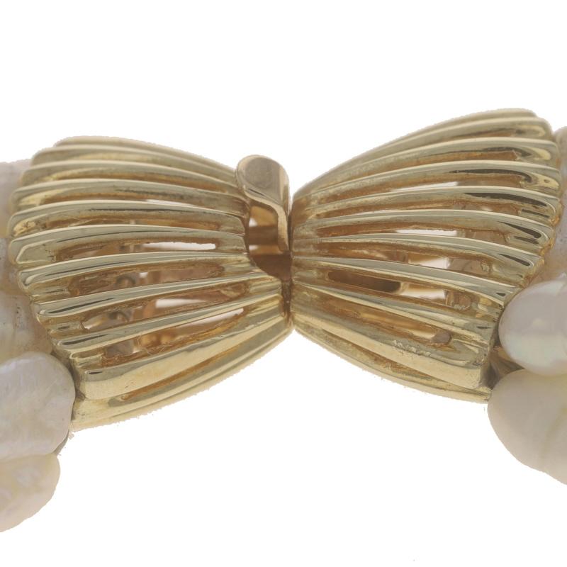 Collier en or jaune avec perles de culture d'eau douce à neuf brins - 14k Pour femmes en vente