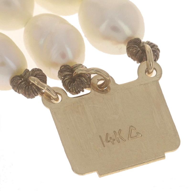 Yellow Gold Cultured Freshwater Pearl Triple Strand Bracelet 6 3/4