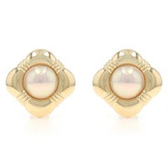 Yellow Gold Cultured Mabe Pearl Large Stud Earrings - 18k Pierced