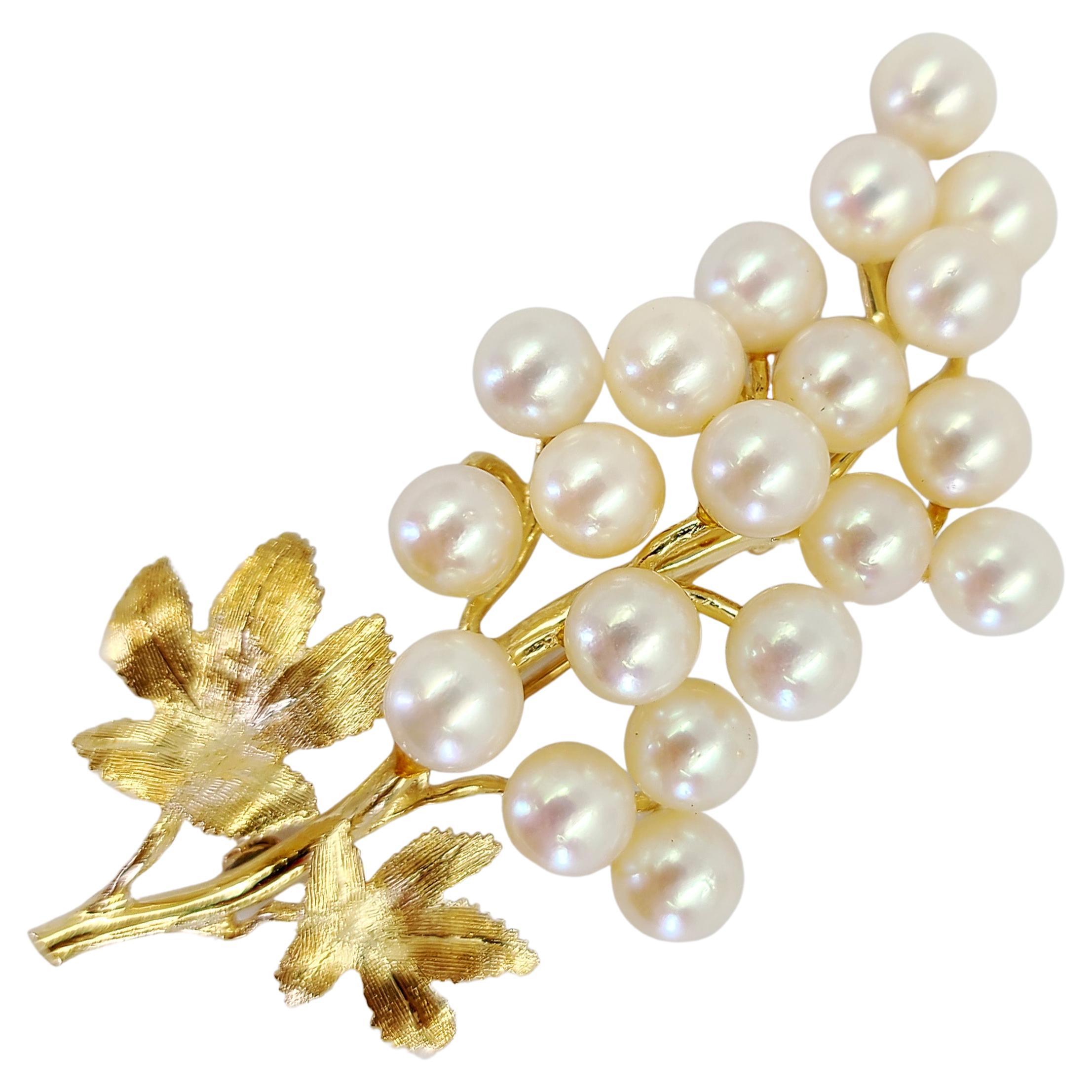 Ruby Pearl and Gold Birds on a Branch Pin at 1stDibs