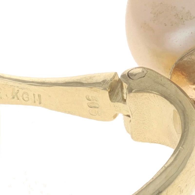 Yellow Gold Cultured Pearl Dangle Earrings - 14k Pierced In Excellent Condition In Greensboro, NC