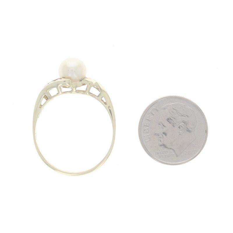 Anello bypass con perle coltivate e diamanti in oro giallo - 14k .15ctw in vendita 1