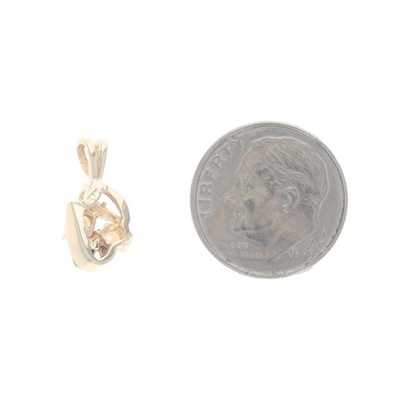 Yellow Gold Cultured Pearl & Diamond Cluster Pendant - 10k In Excellent Condition For Sale In Greensboro, NC