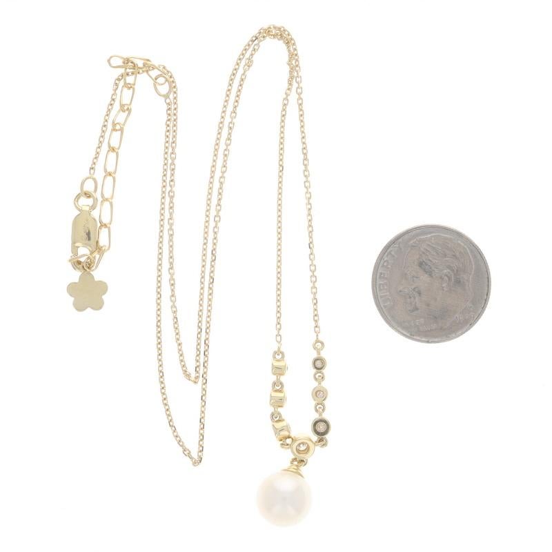 Collana con perle coltivate e diamanti in oro giallo - 14k .20ctw regolabile In condizioni ottime in vendita a Greensboro, NC