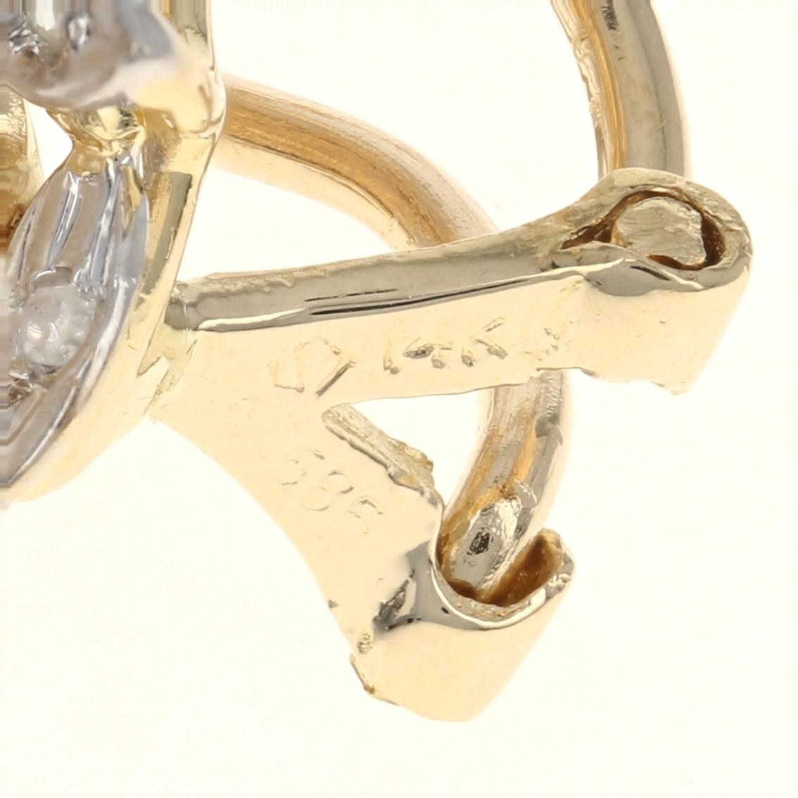 Gelbgold Zuchtperle & Diamant Floral große Ohrstecker 14k einzeln, 14ctw (Einfacher Schliff)