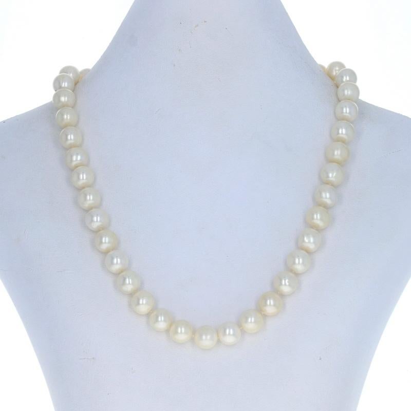 Bead Yellow Gold Cultured Pearl Diamond Knotted Strand Necklace 17 1/4
