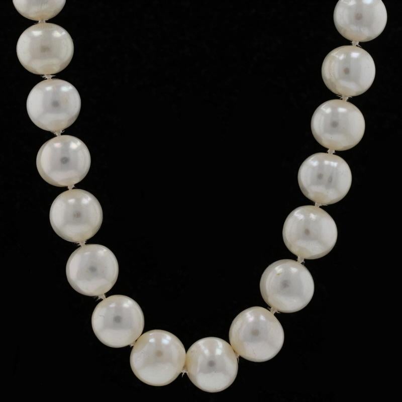 Bead Yellow Gold Cultured Pearl & Diamond Knotted Strand Necklace 18 1/2