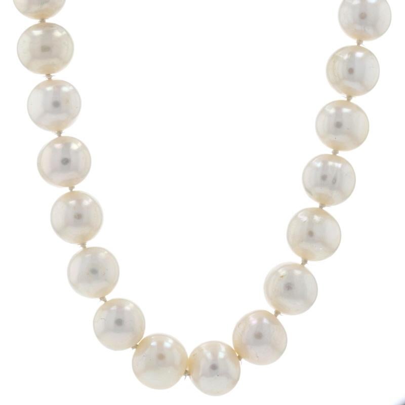 Bead Yellow Gold Cultured Pearl & Diamond Knotted Strand Necklace 18 1/2