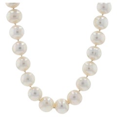 Yellow Gold Cultured Pearl & Diamond Knotted Strand Necklace 18 1/2" 18k 1.00ctw