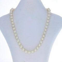 Yellow Gold Cultured Pearl & Diamond Knotted Strand Necklace 18 1/2" 18k 1.00ctw