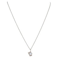 Yellow Gold Cultured Pearl & Diamond Pendant Necklace 15" - 14k Abstract