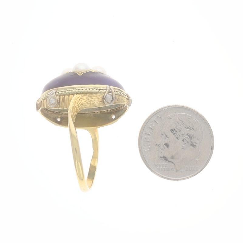 Women's Yellow Gold Cultured Pearl & Diamond Victorian Cluster Bypass Ring 18k Antique For Sale