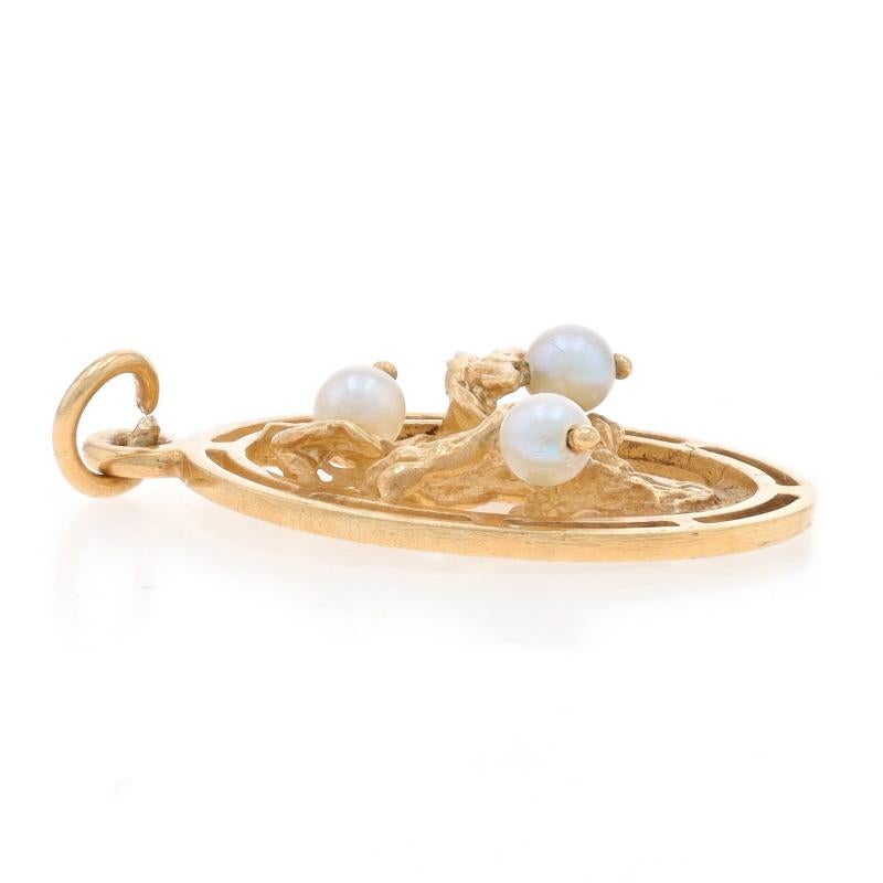 Bead Yellow Gold Cultured Pearl Framed Tree Three-Stone Pendant - 14k Nature Family