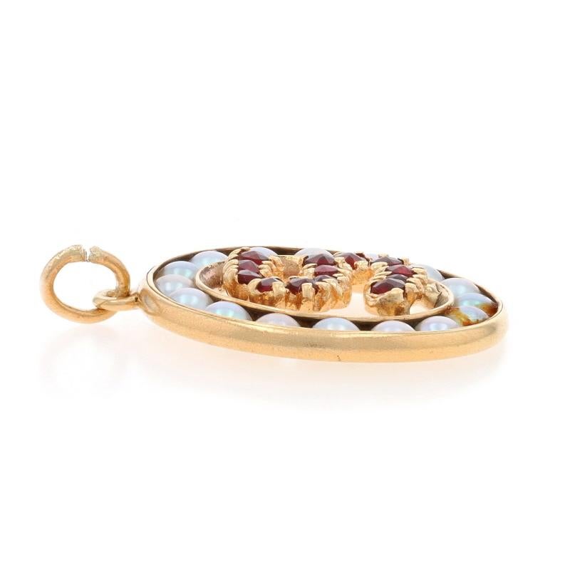 Gelbgold Zuchtperlen Granat Vintage Initial S Anhänger -14k Monogramm Buchstabe (Perle)