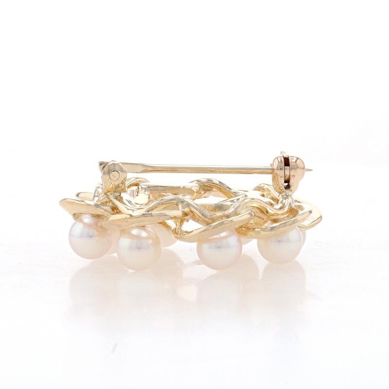 Perle Broche couronne torsadée en or jaune avec perles de culture Halo - 14k Pin en vente
