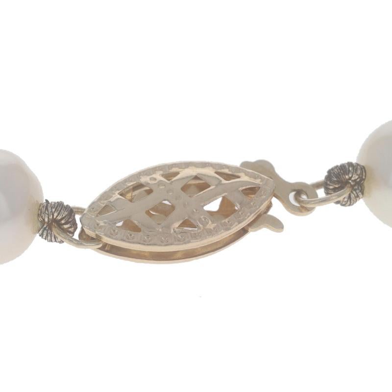 Women's Yellow Gold Cultured Pearl Knotted Strand Necklace 17 3/4