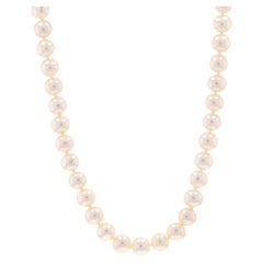 Yellow Gold Cultured Pearl Knotted Strand Necklace 17 3/4" - 10k