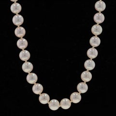 Yellow Gold Cultured Pearl Knotted Strand Necklace 18 1/4" - 14k