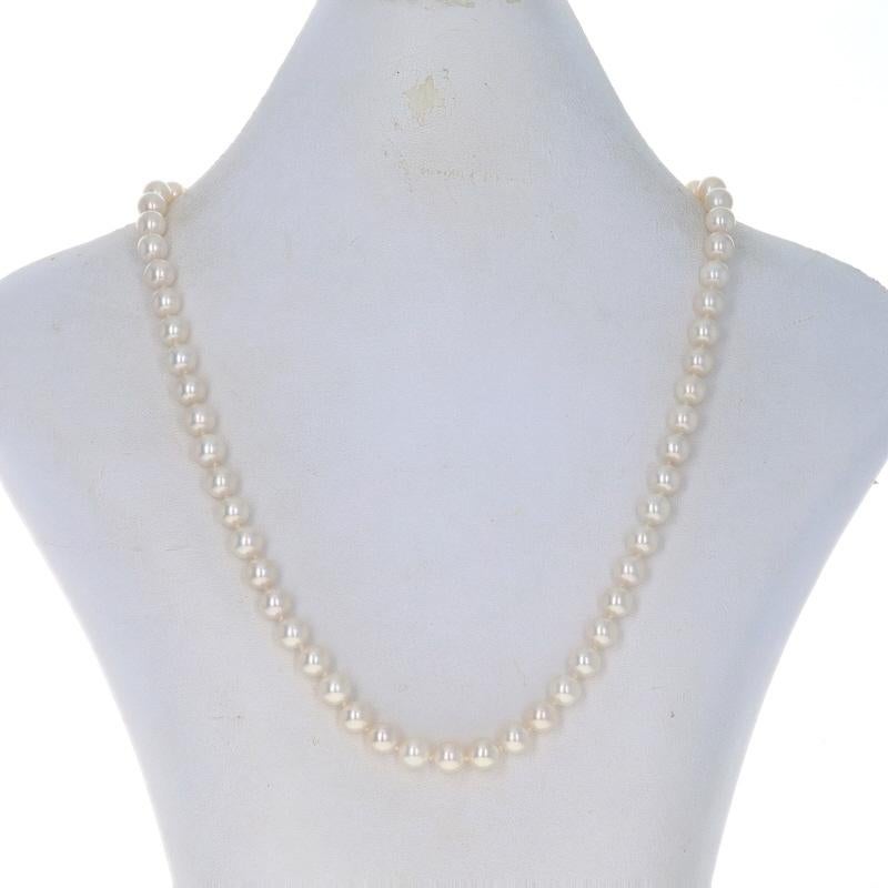 Bead Yellow Gold Cultured Pearl Knotted Strand Necklace 18 1/4