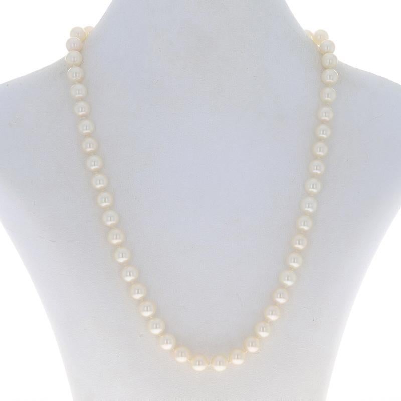 Bead Yellow Gold Cultured Pearl Knotted Strand Necklace 18 1/4