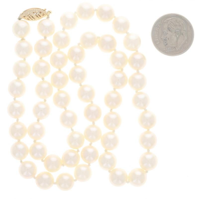 Yellow Gold Cultured Pearl Knotted Strand Necklace 18 1/4