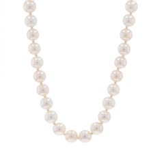 Yellow Gold Cultured Pearl Knotted Strand Necklace 18" - 14k