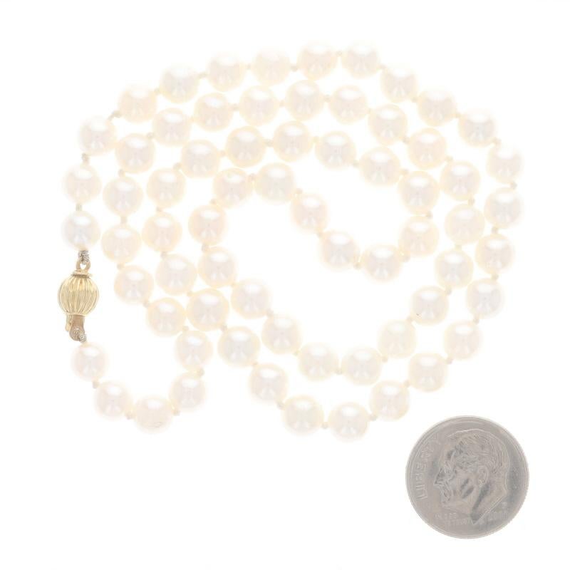Bead Yellow Gold Cultured Pearl Knotted Strand Necklace 18