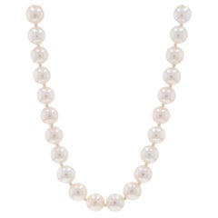 Yellow Gold Cultured Pearl Knotted Strand Necklace 18" - 14k