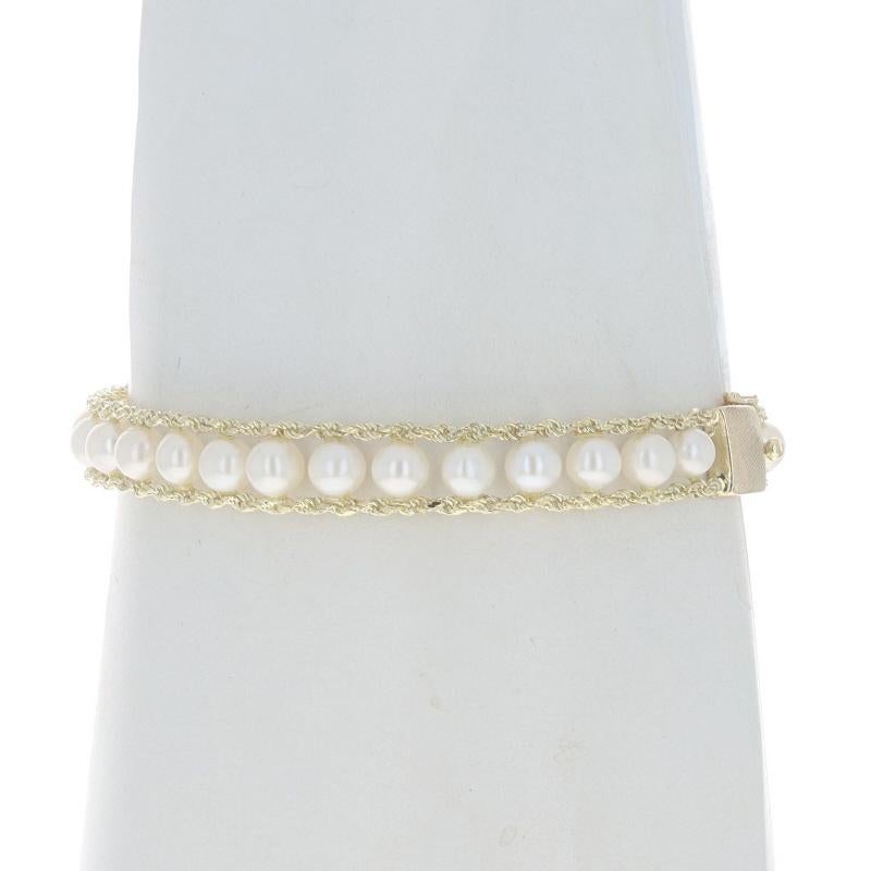 Yellow Gold Cultured Pearl Link Bracelet 7 1/4