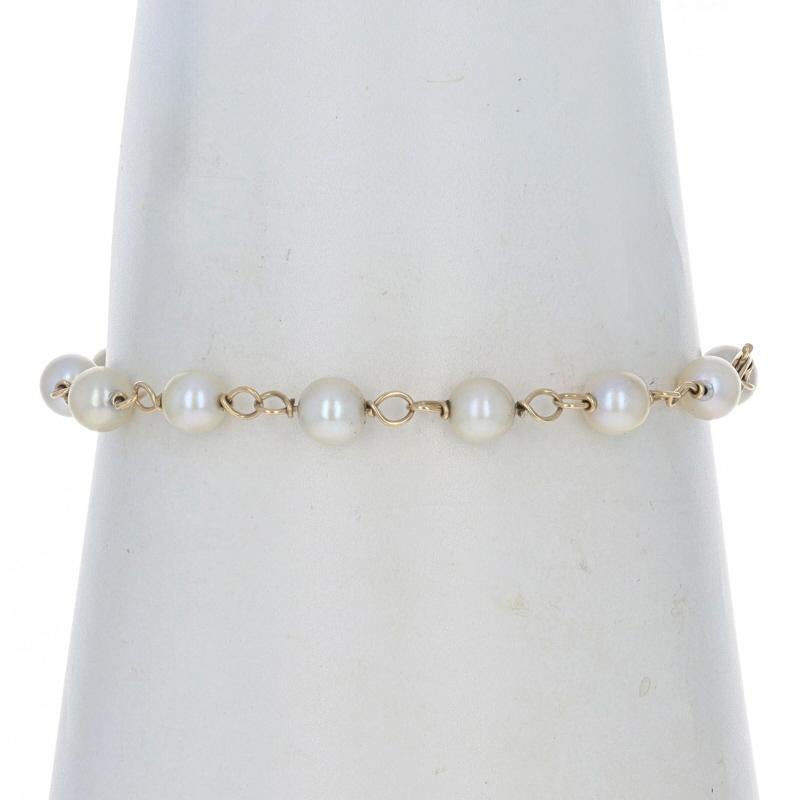 Bracelet à maillons en or jaune et perles de culture de 7 3/4