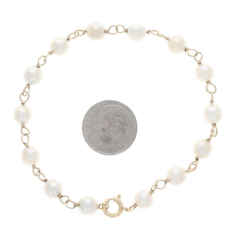 Bracelet à maillons en or jaune et perles de culture de 7 3/4