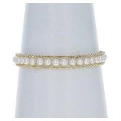 Gelbgold Zuchtperlen-Gliederarmband 7 3/4" - 14k Seilkette