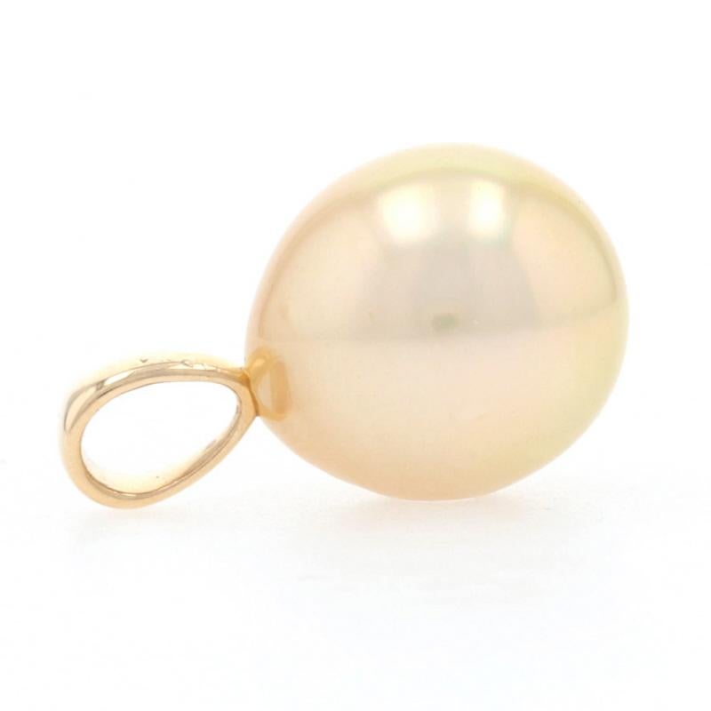 Metal Content: 14k Yellow Gold

Stone Information
Genuine Cultured Pearl

Style: Solitaire

Measurements
Tall (from stationary bail): 5/8