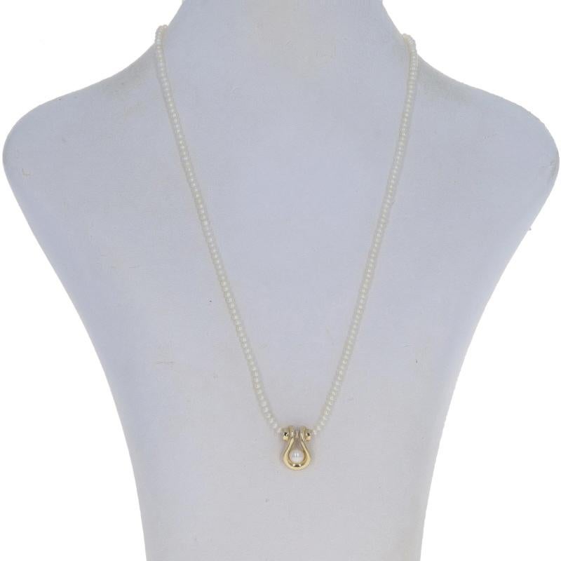 Yellow Gold Cultured Pearl Slide Pendant Necklace 18
