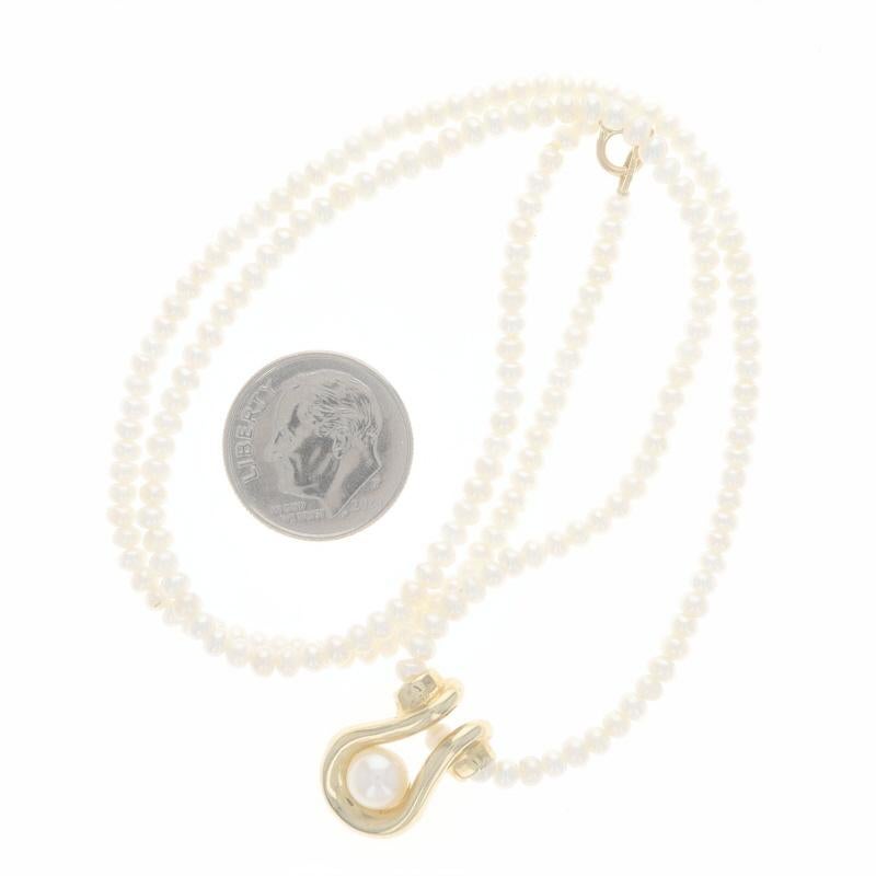 Women's Yellow Gold Cultured Pearl Slide Pendant Necklace 18