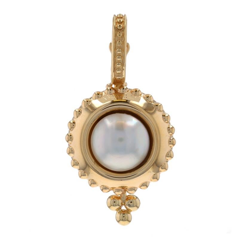 Metal Content: 14k Yellow Gold

Stone Information
Cultured Pearl

Style: Solitaire Enhancer

Measurements
Tall (from stationary bail): 1 7/16
