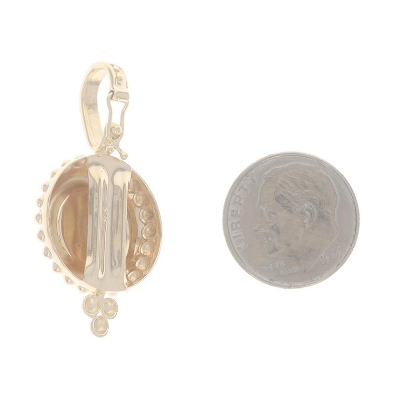 Yellow Gold Cultured Pearl Solitaire Enhancer Pendant - 14k In Excellent Condition In Greensboro, NC