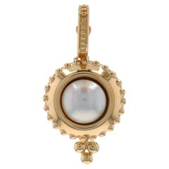 Colgante de oro amarillo con perla cultivada y solitario - 14k