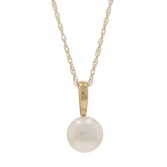 Collana con ciondolo solitario di perle coltivate in oro giallo da 18" - 14k Bead
