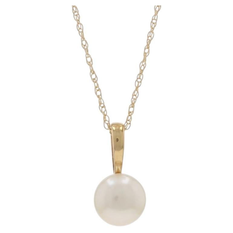 Collana con ciondolo solitario di perle coltivate in oro giallo da 18" - 14k Bead