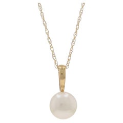 Collana con ciondolo solitario di perle coltivate in oro giallo da 18" - 14k Bead