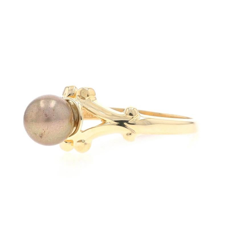 Solitär-Ring aus Gelbgold mit Zuchtperlen - 14k gefärbt im Zustand „Hervorragend“ im Angebot in Greensboro, NC